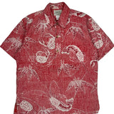His Royal Highness Floral Hawaiian Shirt - Medium Red Cotton