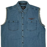 Genuine Motorclothes Harley Davidson Denim Vest - XL Blue Cotton