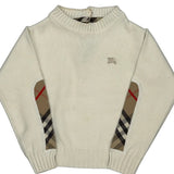 Age 18 Months Burberry Checked Sweater - 2XS White Cotton