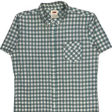 Levis Checked Short Sleeve Shirt - XL Green Cotton