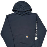 Carhartt Spellout Hoodie - Large Navy Cotton