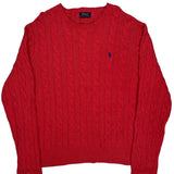 Polo By Ralph Lauren Cable Knit Sweater - 2XL Red Cotton