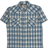 Levis Checked Short Sleeve Shirt - Medium Blue Cotton