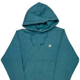 Reverse Weave Champion Hoodie - Small Blue Cotton