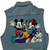 Mickey Cartoon Denim Vest - Small Blue Denim