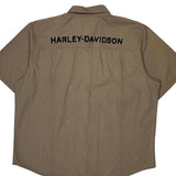 Motorcycles Harley Davidson Spellout Short Sleeve Shirt - 2XL Brown Cotton