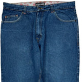 Winged Heart Embroidery On Back Pockets Soulland Hip Hop Jeans - 40W 28L Blue Cotton