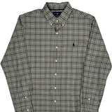 Slim Fit Ralph Lauren Checked Shirt - Large Grey Cotton
