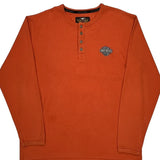 Harley Davidson Henley Long Sleeve T-Shirt - XL Orange Cotton Blend