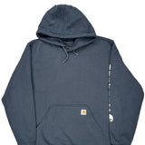 Carhartt Spellout Hoodie - Large Gray Cotton