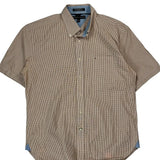 Tommy Hilfiger Checked Short Sleeve Shirt - Large Brown Cotton