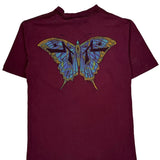 Butterfly Rusty Single Stitch T-Shirt - Medium Burgundy Cotton