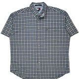 Tommy Hilfiger Checked Short Sleeve Shirt - XL Yellow Cotton