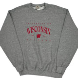 Made In USA Wisconsin Badgers Lee College Sweatshirt - Large Grey Cotton