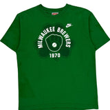 Milwaukee Brewers Nike Graphic T-Shirt - Large Green Cotton