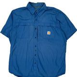 Carhartt Rip Stop Short Sleeve Shirt - XL Blue Polyester