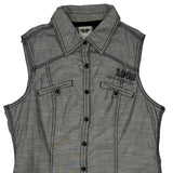 Harley Davidson Graphic Denim Vest - Medium Gray Cotton