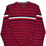 Tommy Hilfiger Striped Sweater - Large White Cotton