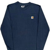 Carhartt Long Sleeve T-Shirt - Small Blue Cotton