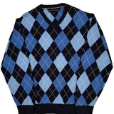 Tommy Hilfiger Argyle Jumper - XL Black Cotton