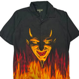 Flaming Devil Graphic Easy St Graphic Short Sleeve Shirt - XL Black Cotton