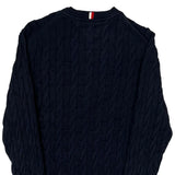 Tommy Hilfiger Cable Knit Sweater - Medium Navy Cotton