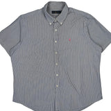 Ralph Lauren Striped Short Sleeve Shirt - 2XL Blue Cotton