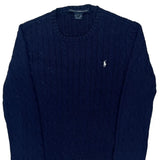 Ralph Lauren Sport Cable Knit Sweater - Large Navy Cotton