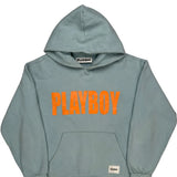 Playboy Spellout Hoodie - Large Gray Cotton
