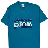 Expo 1986 Anvil Graphic T-Shirt - Medium Blue Cotton Blend