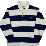 Puma Striped Rugby Shirt - Small Blue Cotton