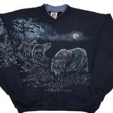 Wolves Au Henley Graphic Sweatshirt - 2XL Black Cotton