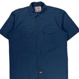 Dickies Short Sleeve Shirt - Large Blue Polyester Blend