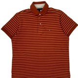Tommy Hilfiger Striped Polo Shirt - Small Red Cotton