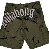 Spellout Billabong Camo Cargo Shorts - 34″ Waist Green Polyester