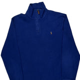 Estate Rib Polo By Ralph Lauren 1/4 Zip - Medium Blue Cotton
