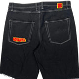 Empyre Contrast Stitch Denim Shorts - 38W 11L Black Denim