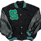 Letter S Unbranded College Varsity Jacket - XL Green Faux Leather