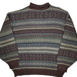 Caroche Argyle Sweater - Large Multicoloured Wool Blend