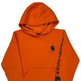 Age 14-16 Carhartt Spellout Hoodie - Large Orange Cotton