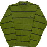 Nautica Striped Sweater - Large Green Cotton