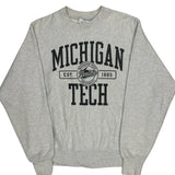 Michigan Tech Champion College Sweatshirt - Small Grey Cotton