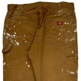 Painted Dickies Carpenter Pants - 36W 32L Brown Cotton