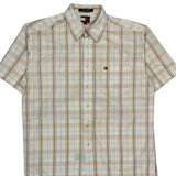 Tommy Hilfiger Checked Short Sleeve Shirt - Large Yellow Cotton