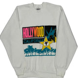 Hollywood California Oneita Graphic Sweatshirt - Large White Polyester Blend