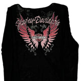 Motorcycle Harley Davidson Graphic Long Sleeve T-Shirt - Large Black Cotton Blend
