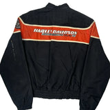 Racing Harley Davidson Spellout Bomber Jacket - Large Black Nylon