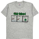 Single Stitch Hanes Cartoon T-Shirt - Large Gray Cotton Blend