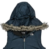 550 Fill The North Face Hooded Puffer Vest - Small Blue Polyester