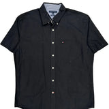Tommy Hilfiger Short Sleeve Shirt - Large Black Cotton Blend